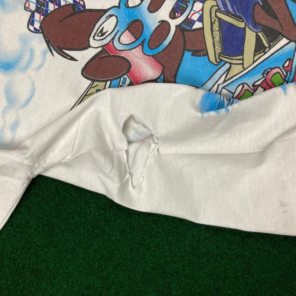 Vintage Tasmanian Devil Shirt Mens XL White 1997 Taz Fishing Get Reel AOP 90s - Picture 5 of 16